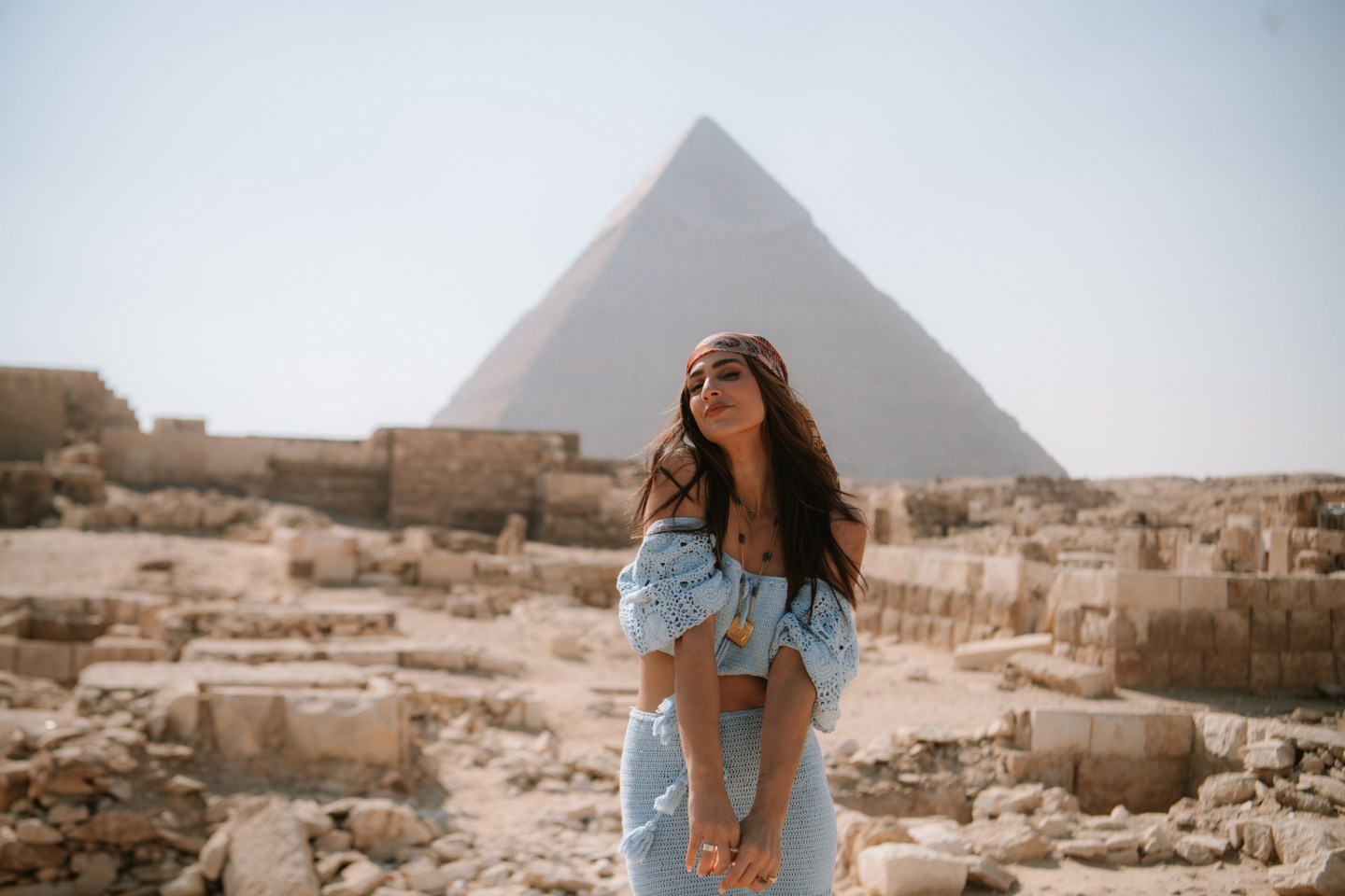 Lisa Homsy at Grand Pyramid in Giza, Cairo