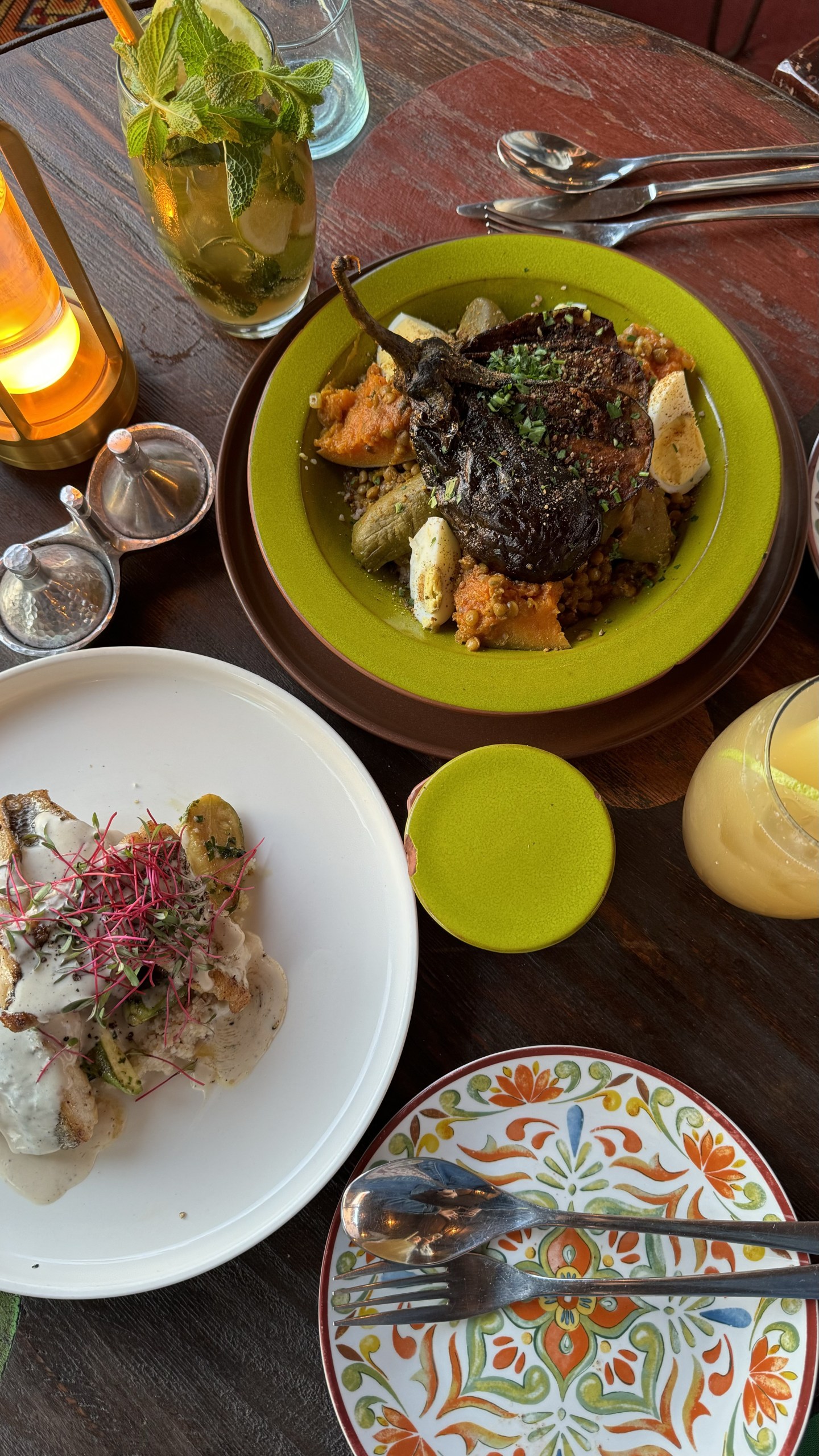 Dinner from Ksou, a ldelicious ocal Berber restaurant. Tagine and a salad.